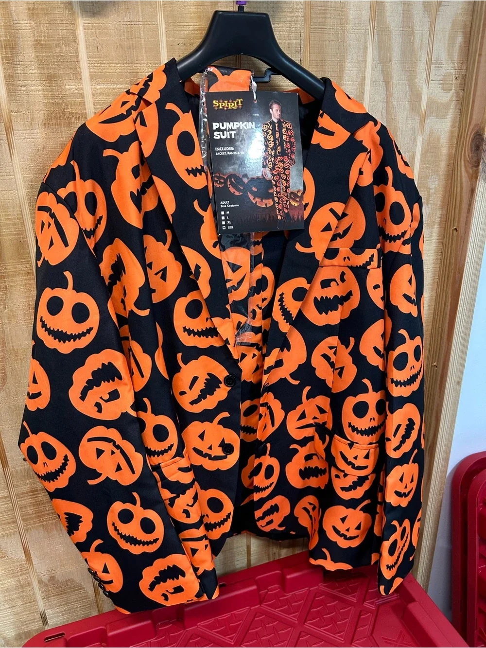 NWT Men’s Spirit Pumpkin Suit in Orange and Black - Jacket, Pants & Tie Size XXL